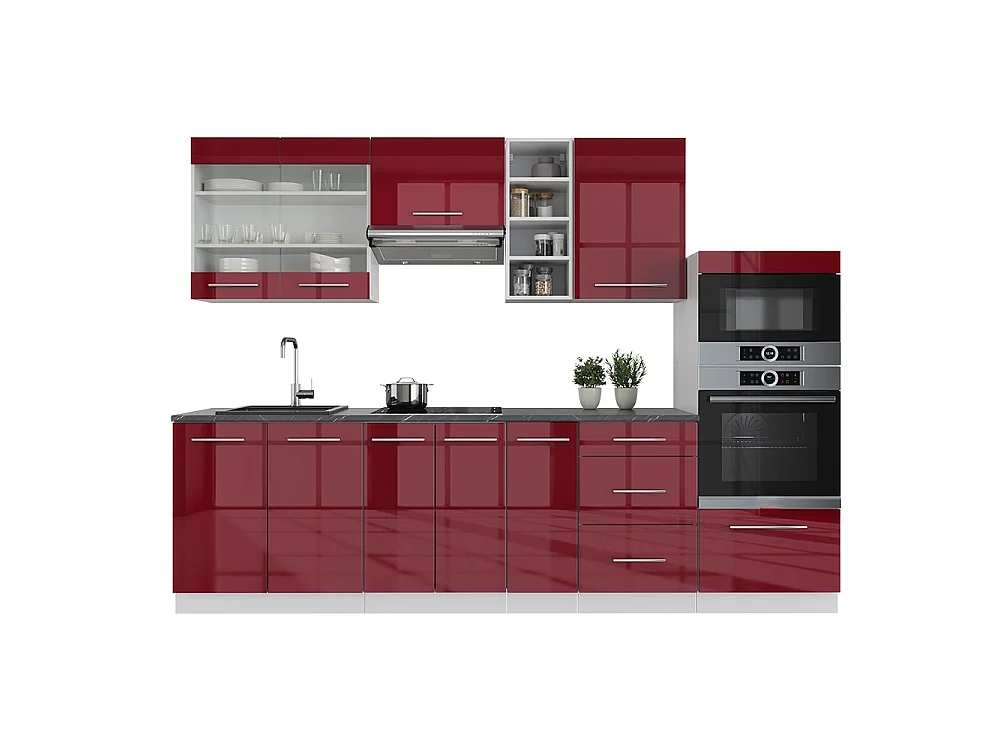 Cuisine bordeaux haute brillance/blanc 280x46x81.6 fame-line