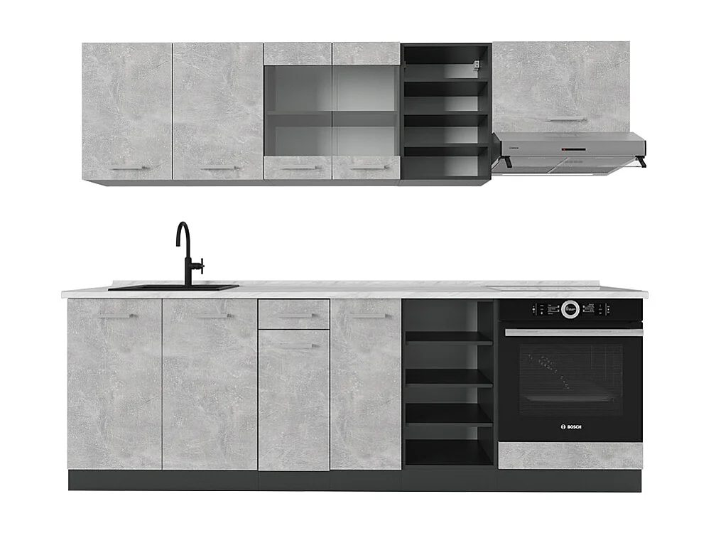Küchenzeile beton/anthrazit 240x60x81.6 r-line