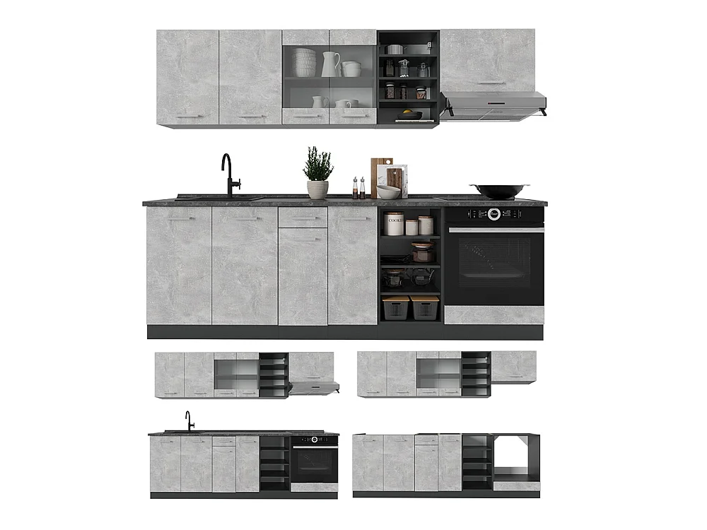 Cuisine béton/anthracite 240x60x81.6 r-line