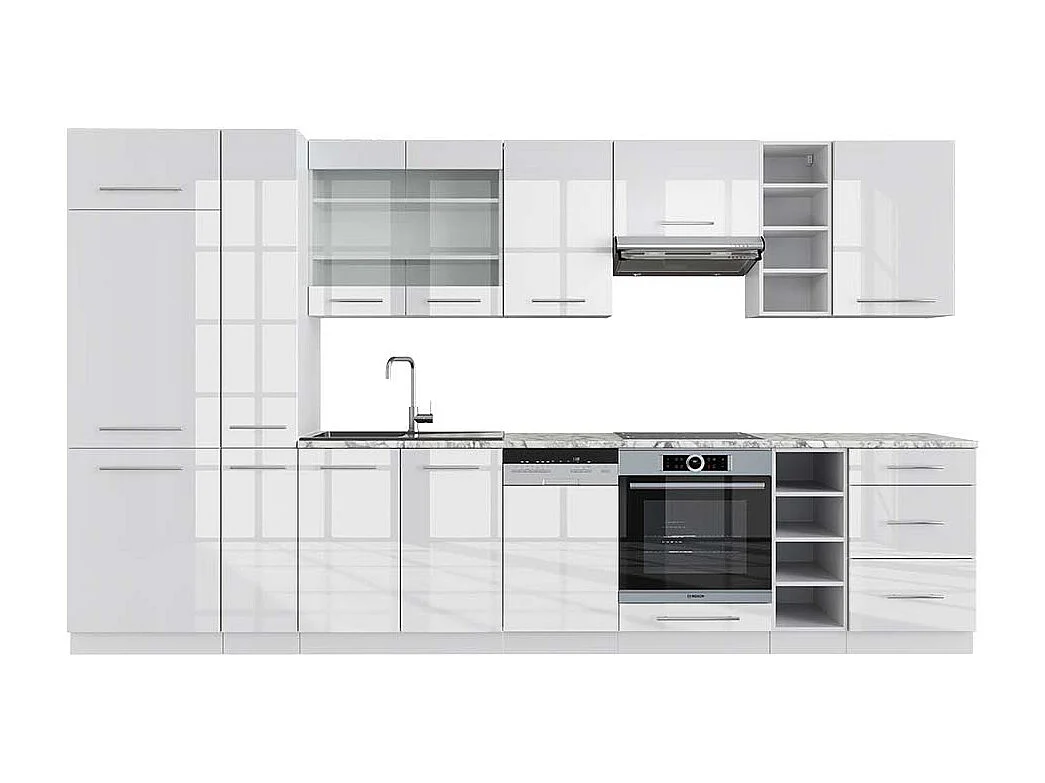 Kitchenette branco alto brilho/branco 355x60x81.6 fame-line