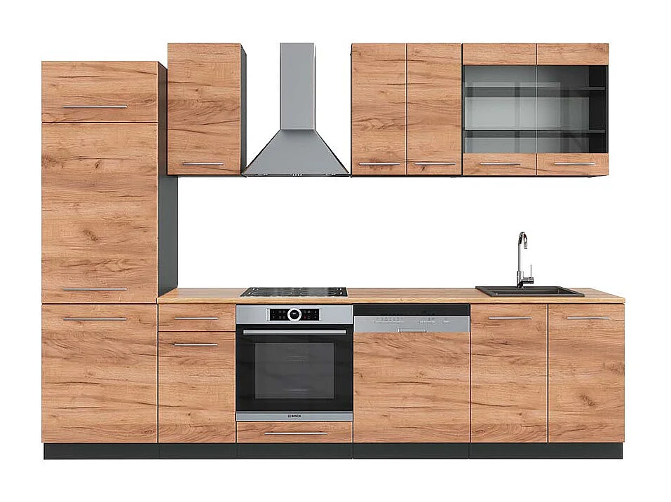 Mueble de cocina oro power roble/antracita 300x60x81.6 fame-line