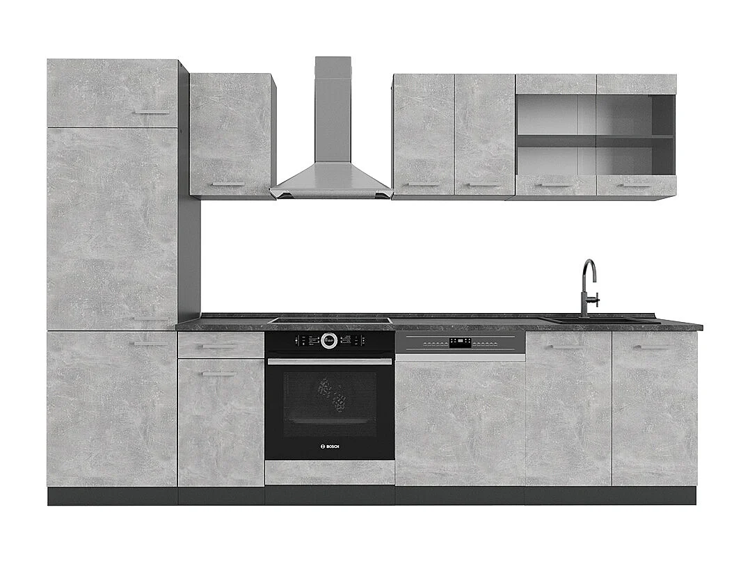 Küchenzeile beton/anthrazit 300x60x81.6 r-line