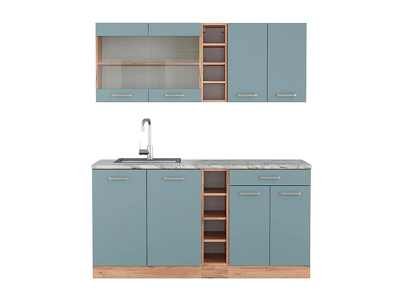 Cocina versátil roble azul-gris-dorado 160x60x81.6 r-line
