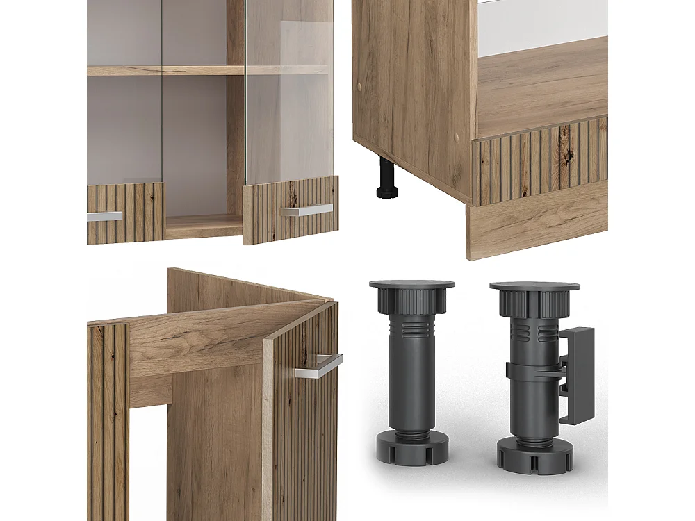 Cocina esquinera roble artesanal/roble dorado 287x60x81.6 r-line