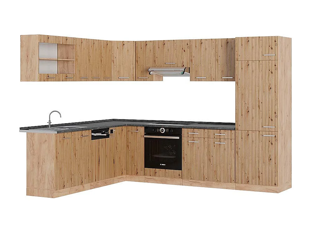 Eckküche artisan-eiche/goldkraft eiche 287x60x81.6 r-line