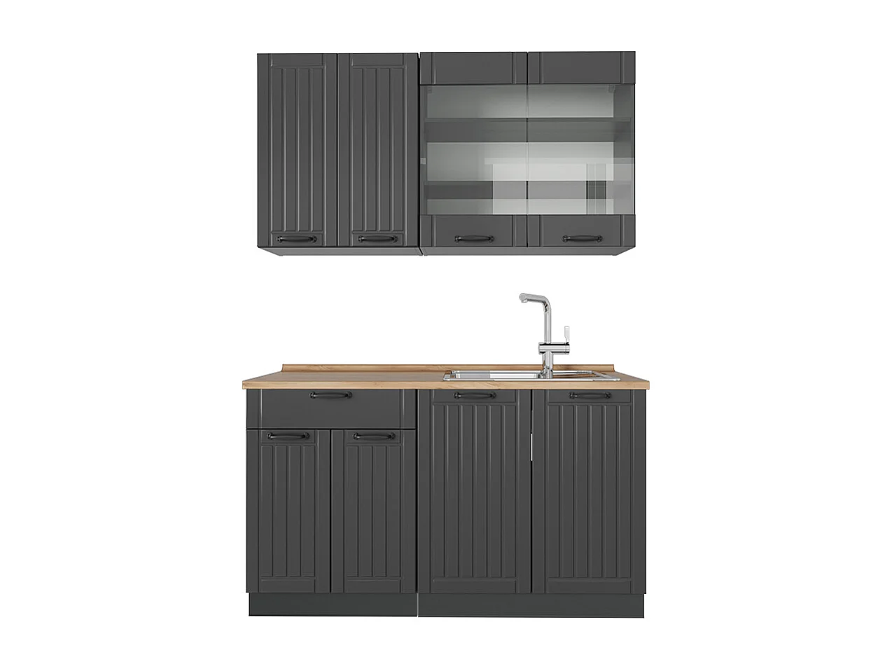 Singleküche dunkelgrau 140x60x81.6 fame-line