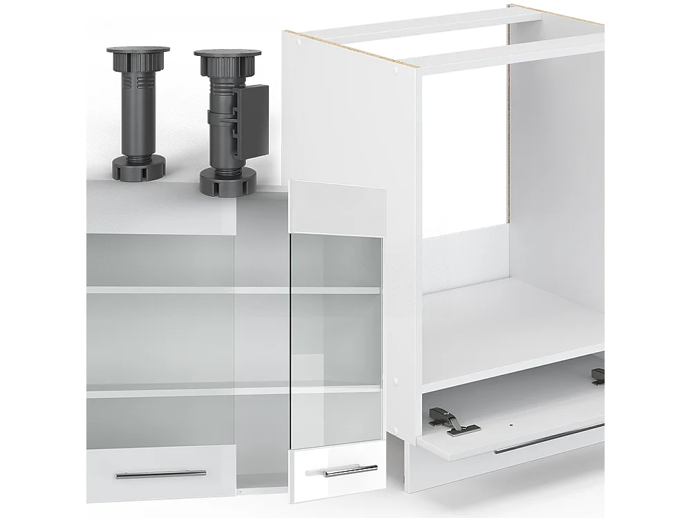 Cuisine en angle blanc brillant/blanc 287x60x81.6 fame-line