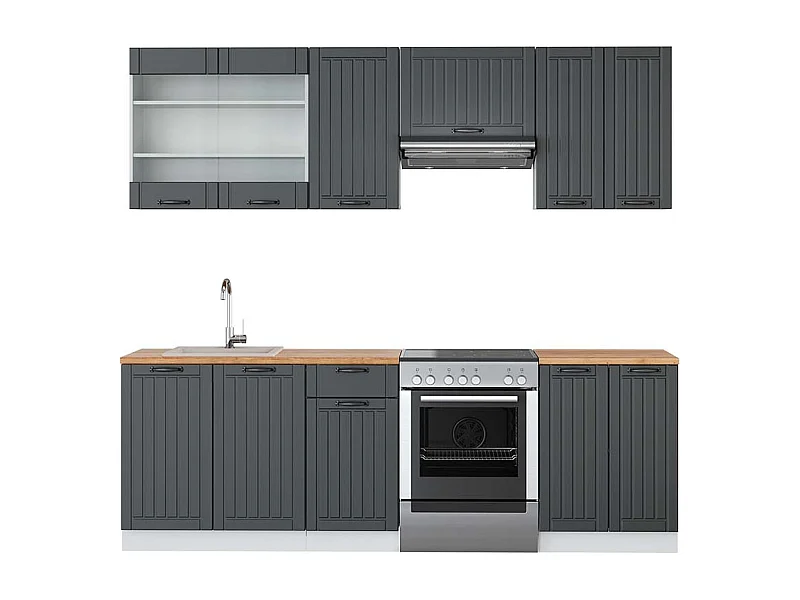 Cuisine anthracite maison de campagne/blanc 240x60x81.6 fame-line