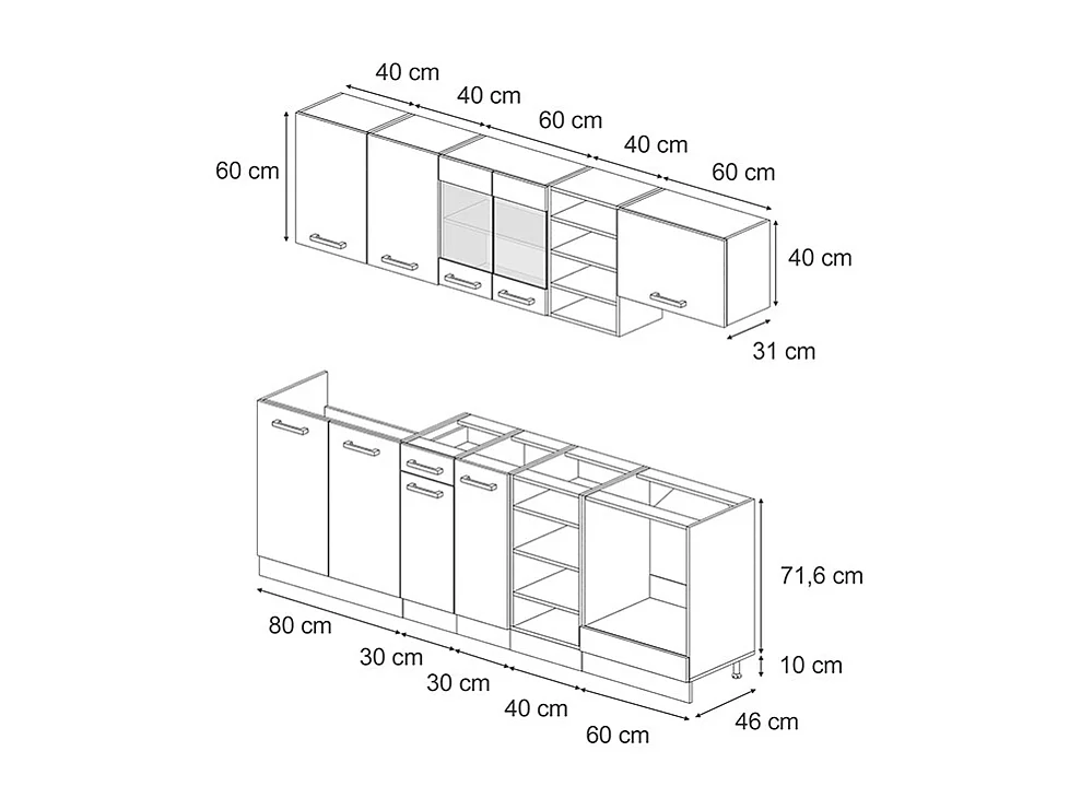 Cuisine rouge brillant/chêne doré 240x46x81.6 r-line