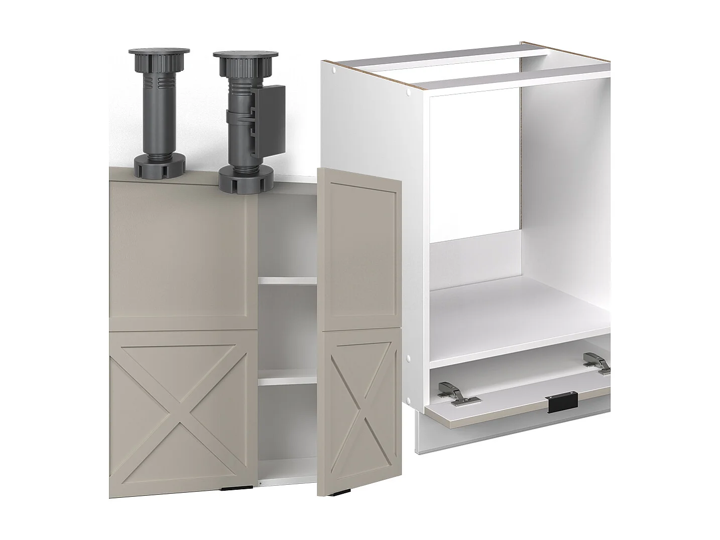 Cuisine en angle grisbeige/blanc 190x60x81.6 fame-line