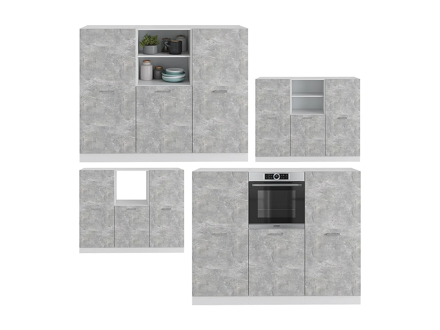 Küchenblock beton/weiß 180x46x81.6 r-line