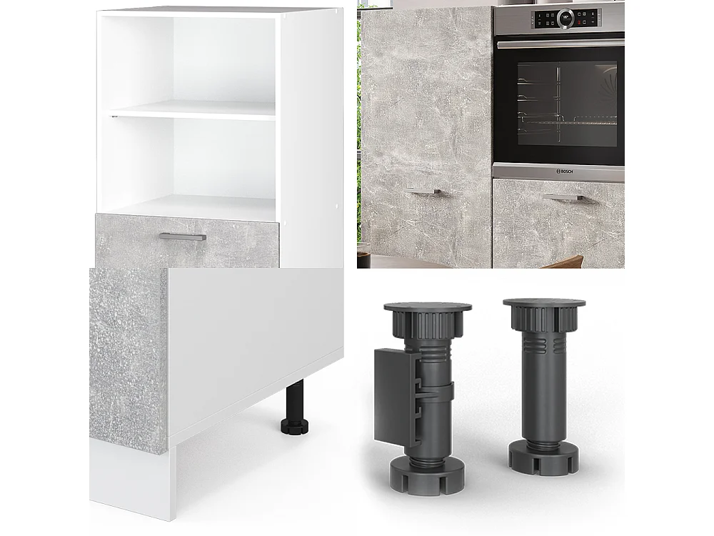 Bloc cuisine béton/blanc 180x46x81.6 r-line