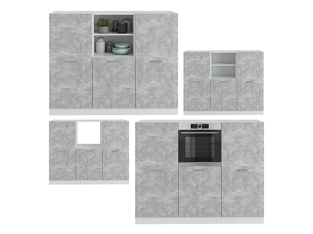 Bloco de cozinha concreto/branco 180x46x81.6 r-line