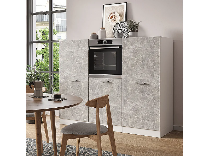 Keukenblok beton/wit 180x46x81.6 r-line