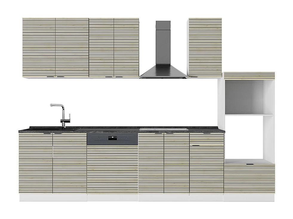 Küchenzeile eiche paneel/weiß 300x60x81.6 fame-line