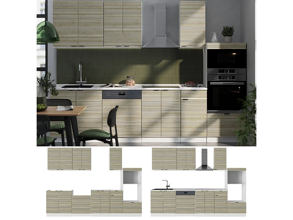 Mueble de cocina panel roble/blanco 300x60x81.6 fame-line