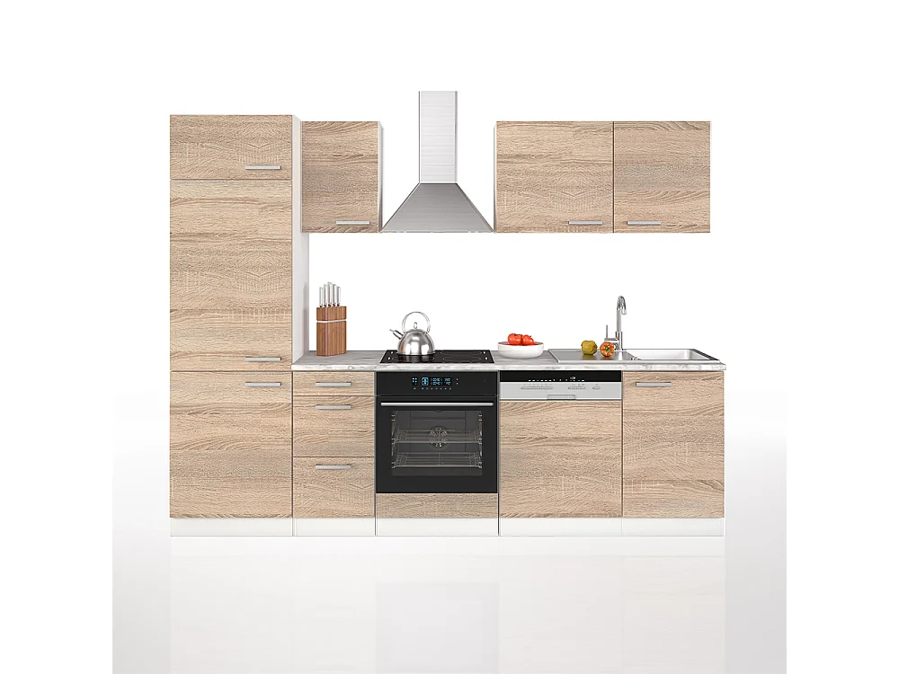 Zabudowa kuchenna sonoma/biały 270x57.1x81.6 optima