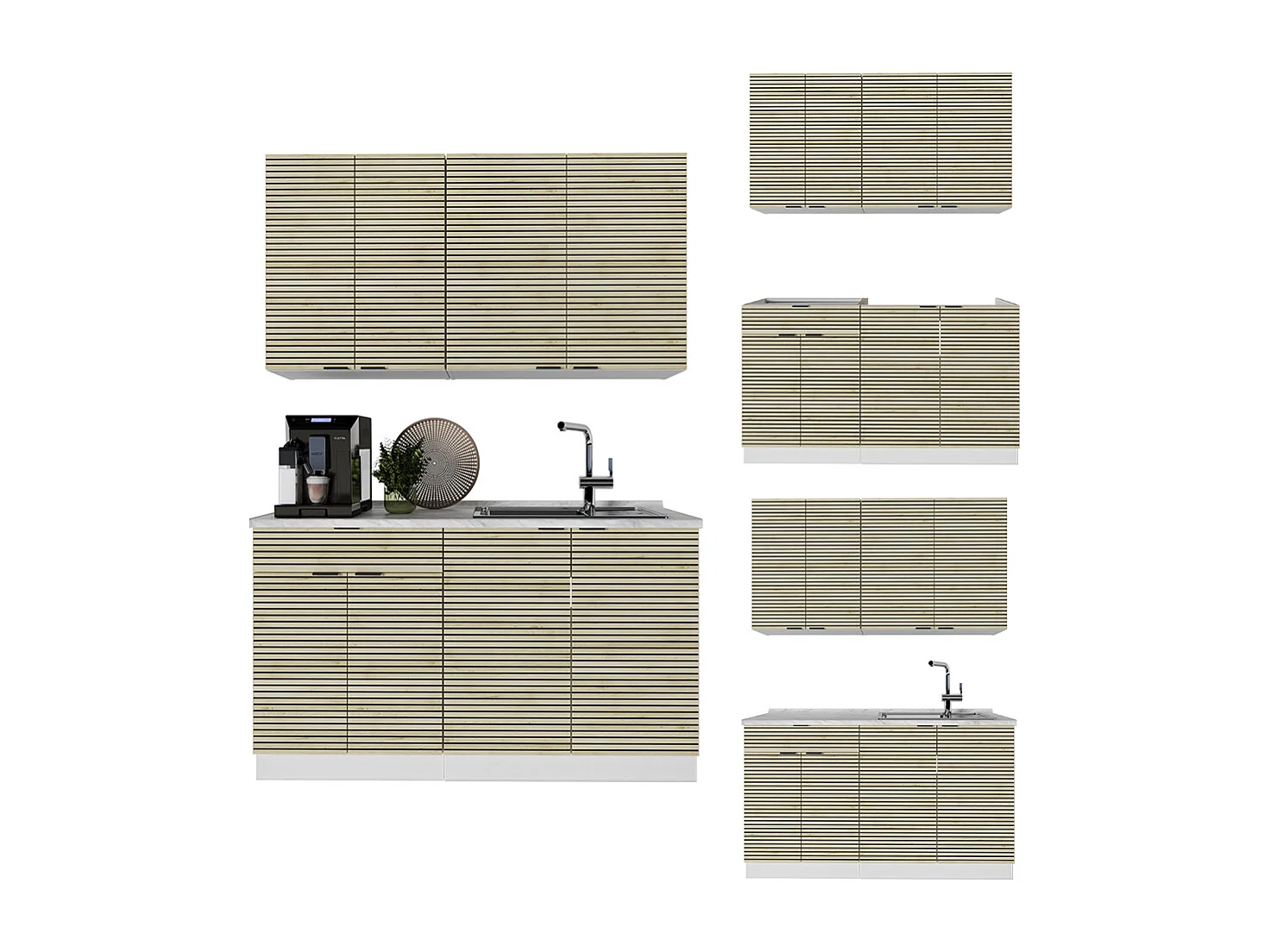 Cucina completa pannello di quercia/bianco 140x60x81.6 fame-line