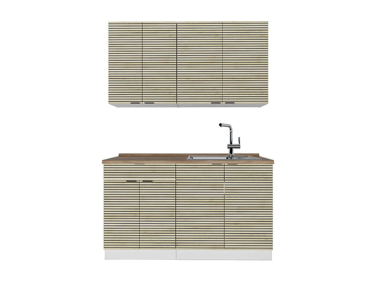 Singleküche eiche paneel/weiß 140x60x81.6 fame-line