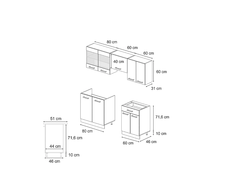 Cuisine noir brillant/blanc 200x60x81.6 r-line