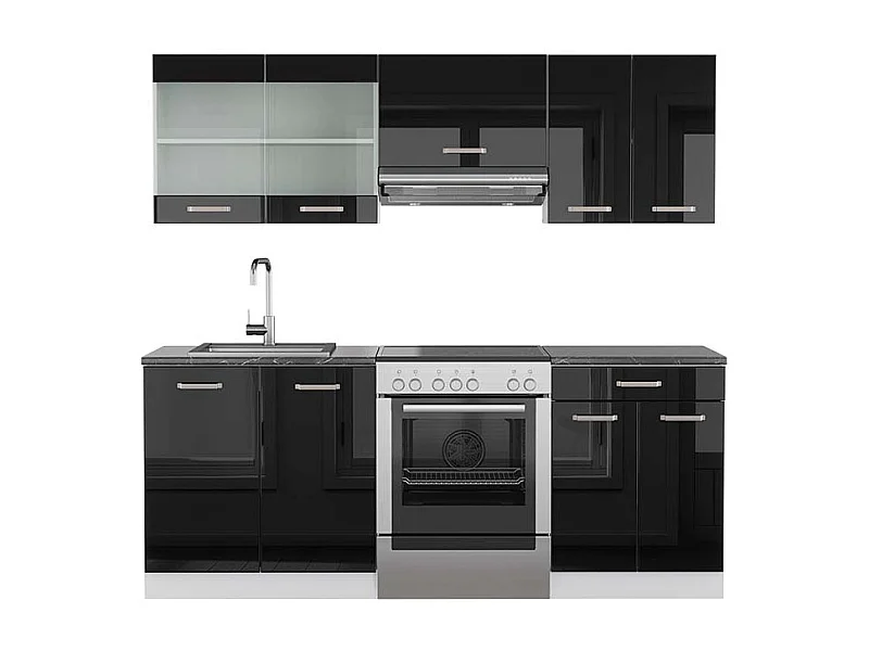 Cuisine noir brillant/blanc 200x60x81.6 r-line