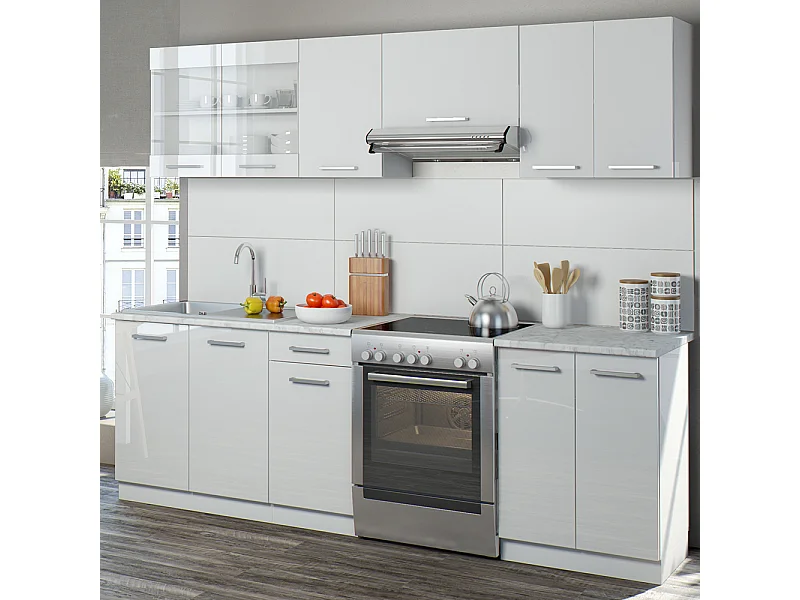 Cuisine blanc brillant/blanc 240x60x81.6 raul