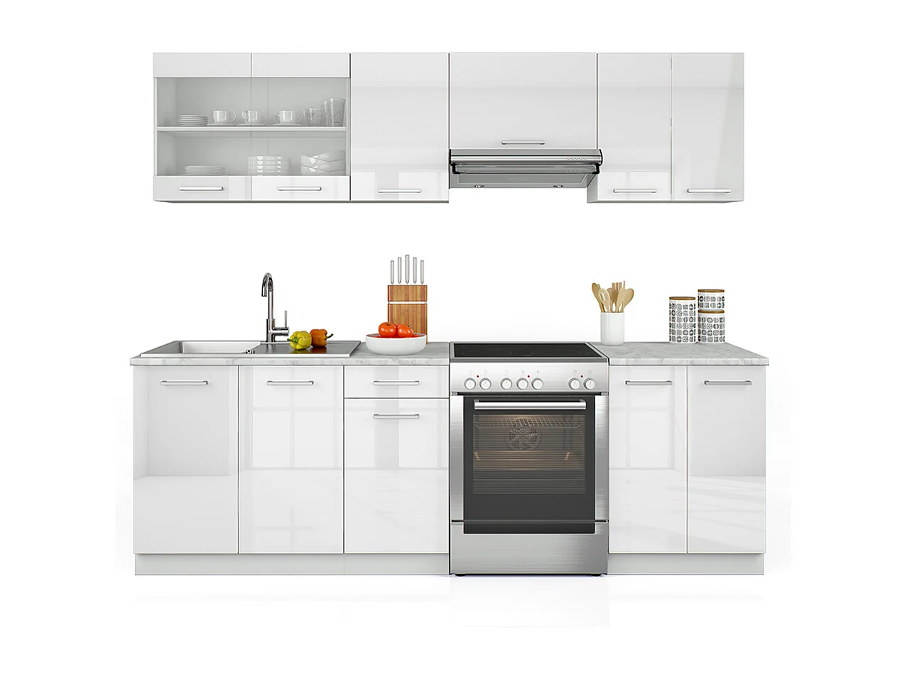 Cuisine blanc brillant/blanc 240x60x81.6 raul