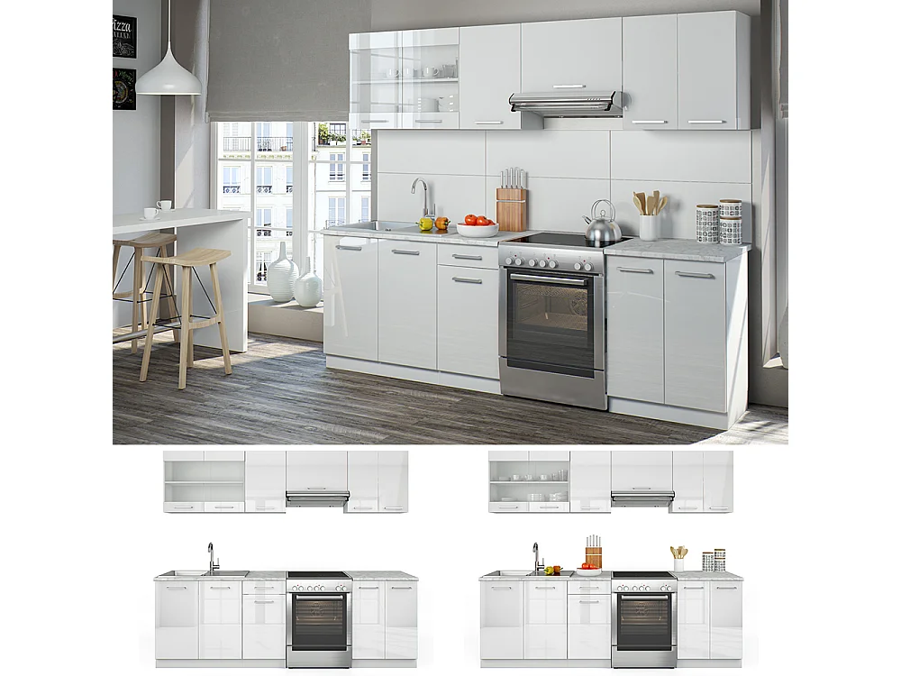 Cuisine blanc brillant/blanc 240x60x81.6 raul