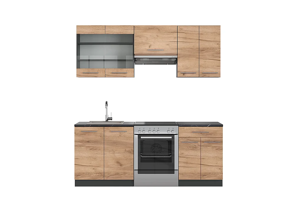 Cuisine chêne doré/anthracite 200x46x81.6 fame-line