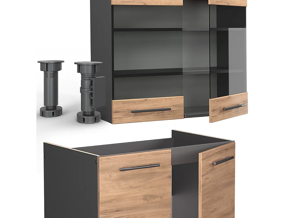 Cuisine chêne doré/anthracite 200x46x81.6 fame-line