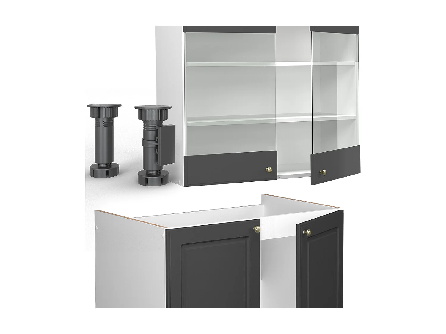 Complete keukeneenheid antraciet-goud/wit 240x60x81.6 fame-line