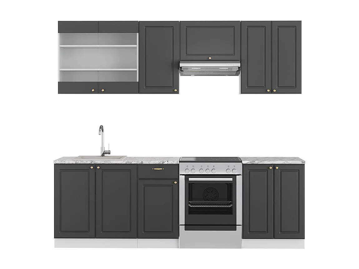 Cuisine anthracite-or/blanc 240x60x81.6 fame-line