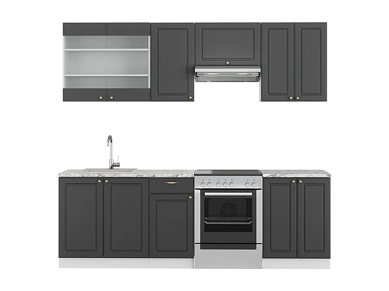 Cuisine anthracite-or/blanc 240x60x81.6 fame-line