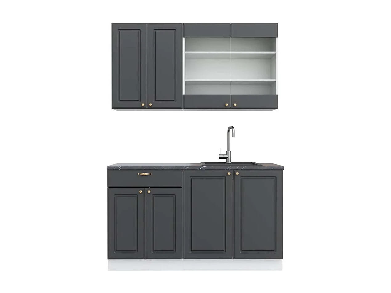 Singlekøkken antracit-guld/hvid 140x60x81.6 fame-line