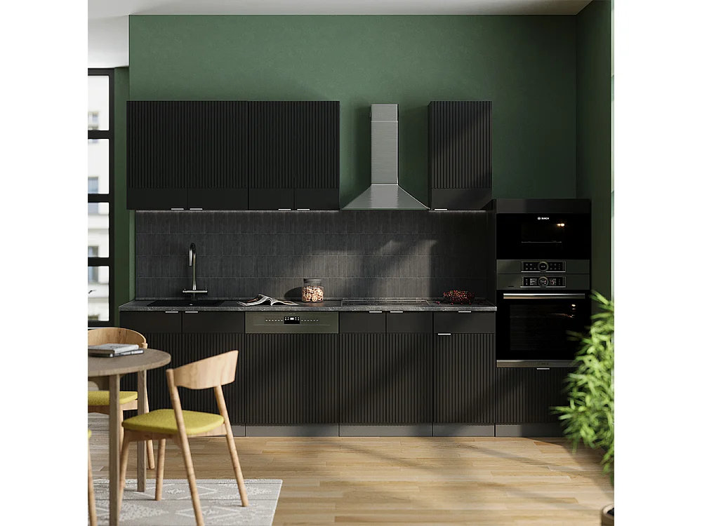 Cuisine noir rayé/anthracite 300x46x81.6 fame-line