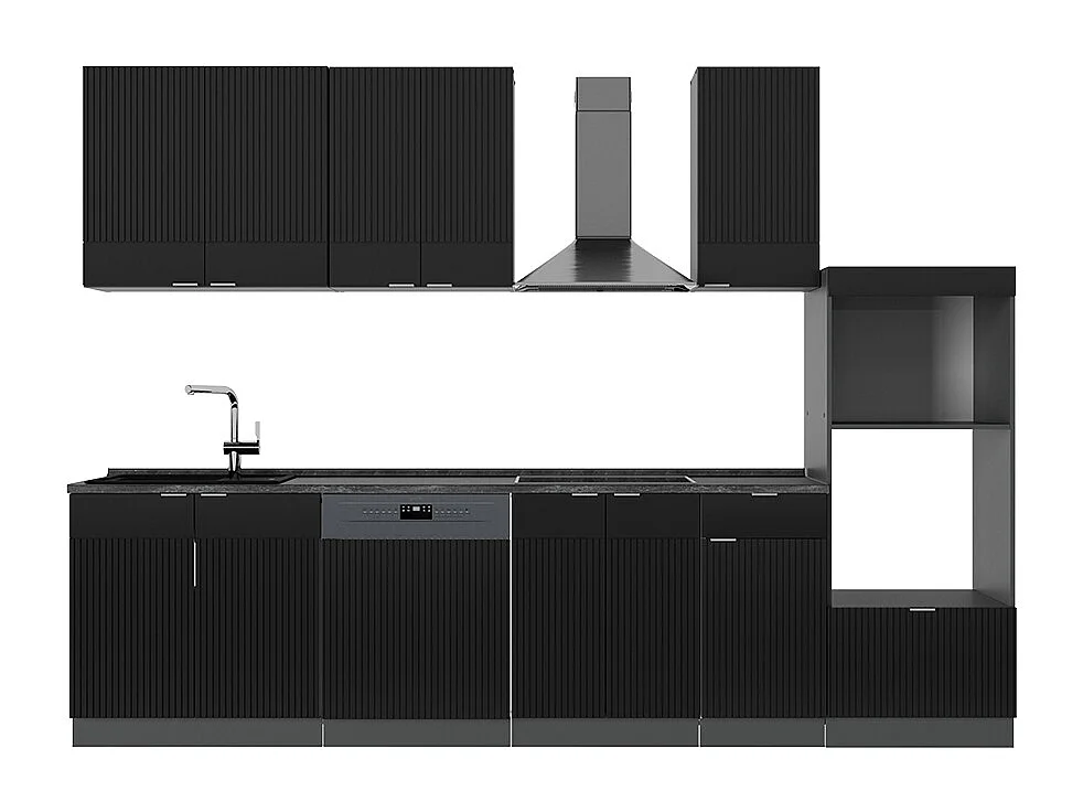 Cuisine noir rayé/anthracite 300x46x81.6 fame-line