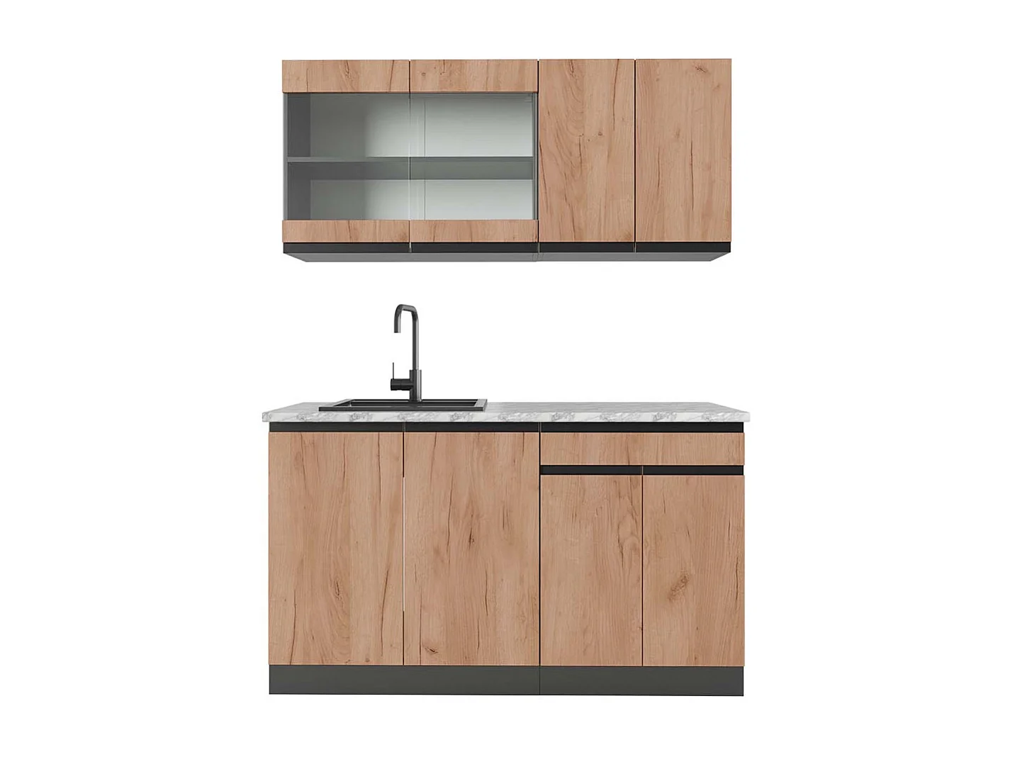 Cuisine chêne doré/anthracite 140x60x81.6 r-line