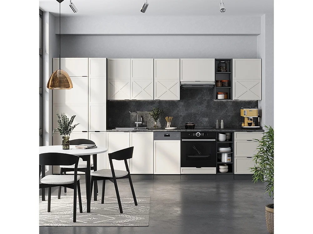 Mueble de cocina gris/beige/antracita 355x46x81.6 fame-line