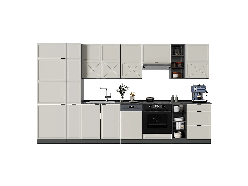 Mueble de cocina gris/beige/antracita 355x46x81.6 fame-line