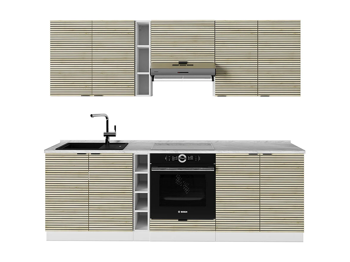 Cucina componibile pannello di quercia/bianco 235x60x81.6 fame-line