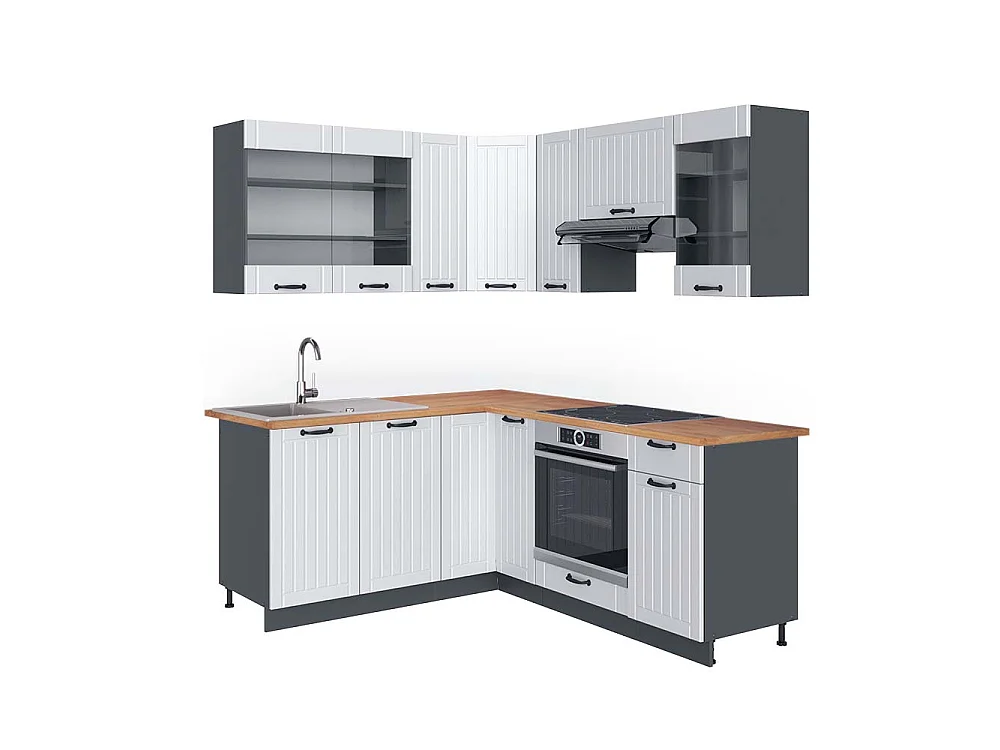 Hoekkeuken landhuis wit/antraciet 190x60x81.6 fame-line
