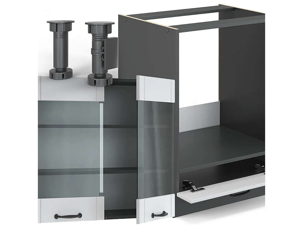 Hoekkeuken landhuis wit/antraciet 190x60x81.6 fame-line