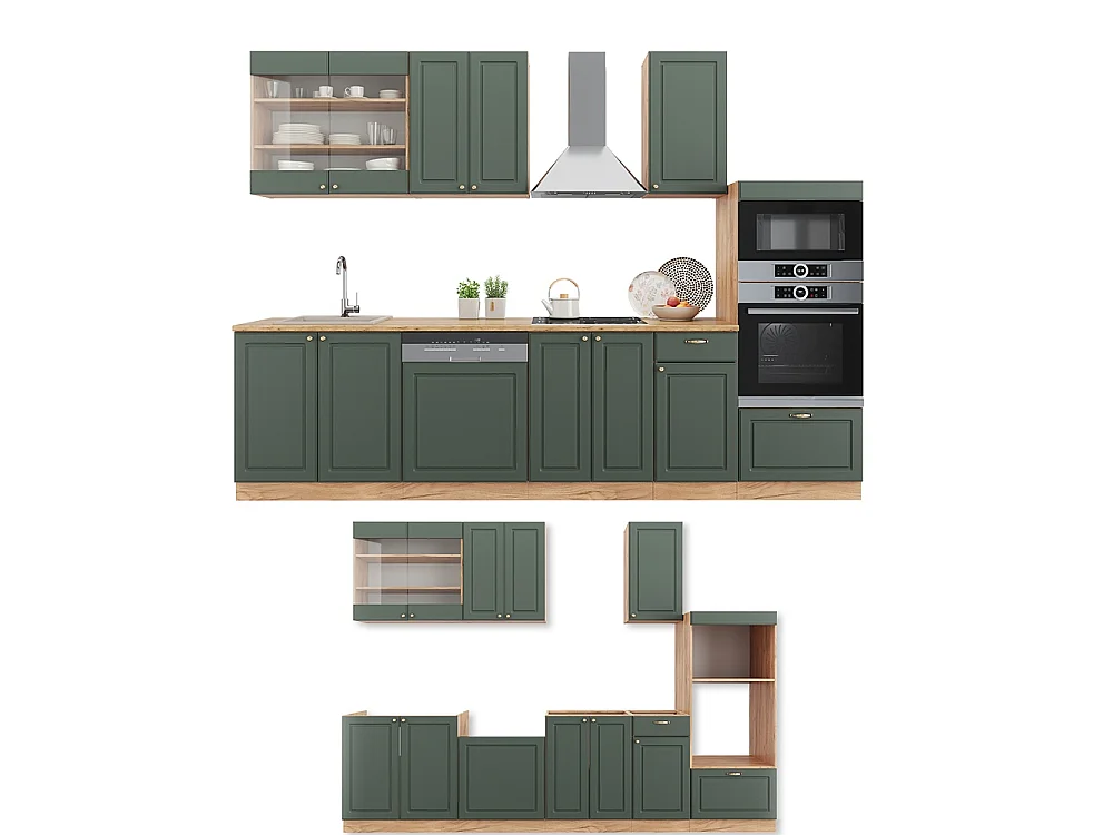 Cuisine chêne vert et or/chêne doré 300x46x81.6 fame-line