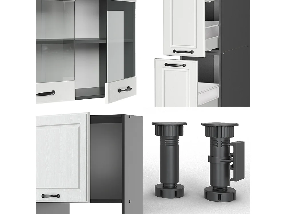 Cuisine blanc cottage/anthracite 350x46x81.6 r-line