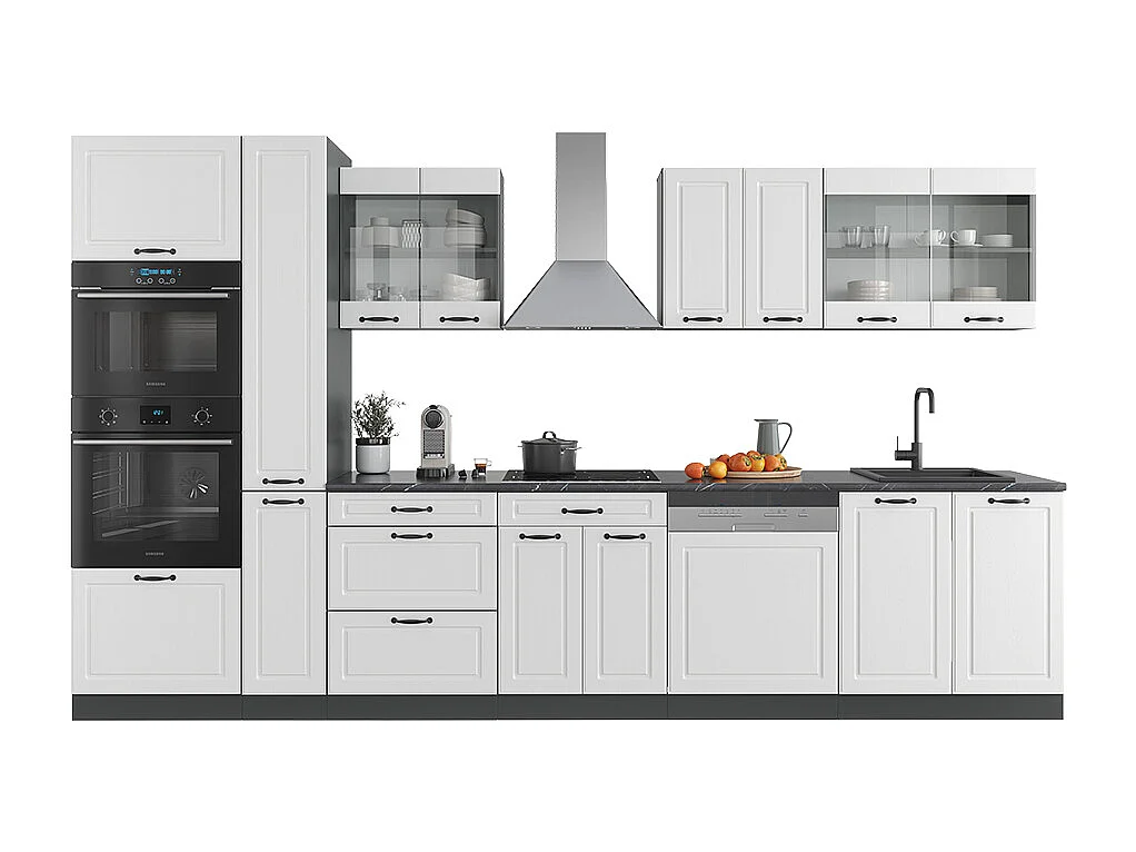 Cuisine blanc cottage/anthracite 350x46x81.6 r-line