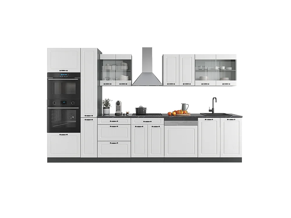 Køkkenrække hvidt landhus/antracit 350x46x81.6 r-line