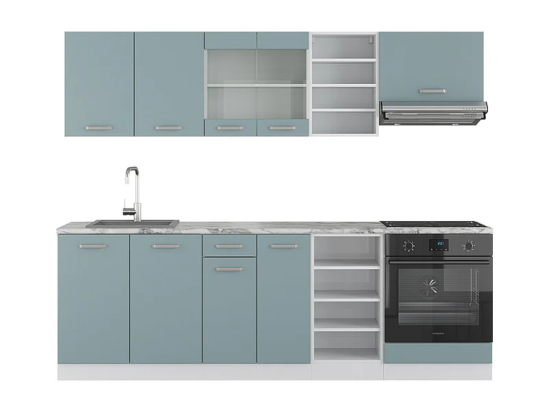 Mueble de cocina gris azulado 240x60x81.6 r-line