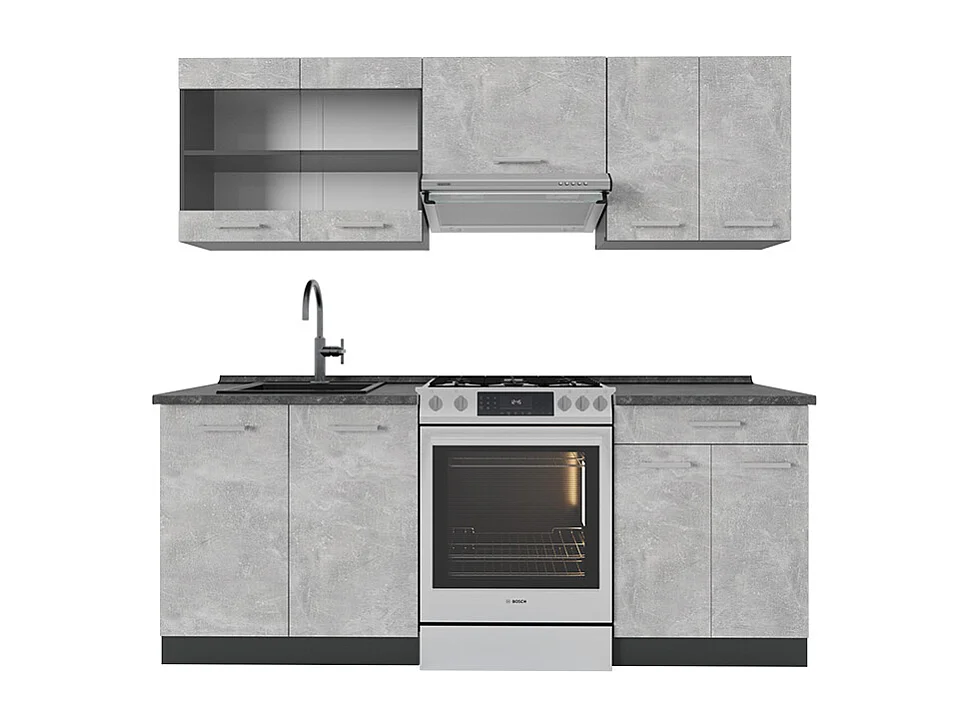 Küchenzeile beton/anthrazit 200x60x81.6 r-line