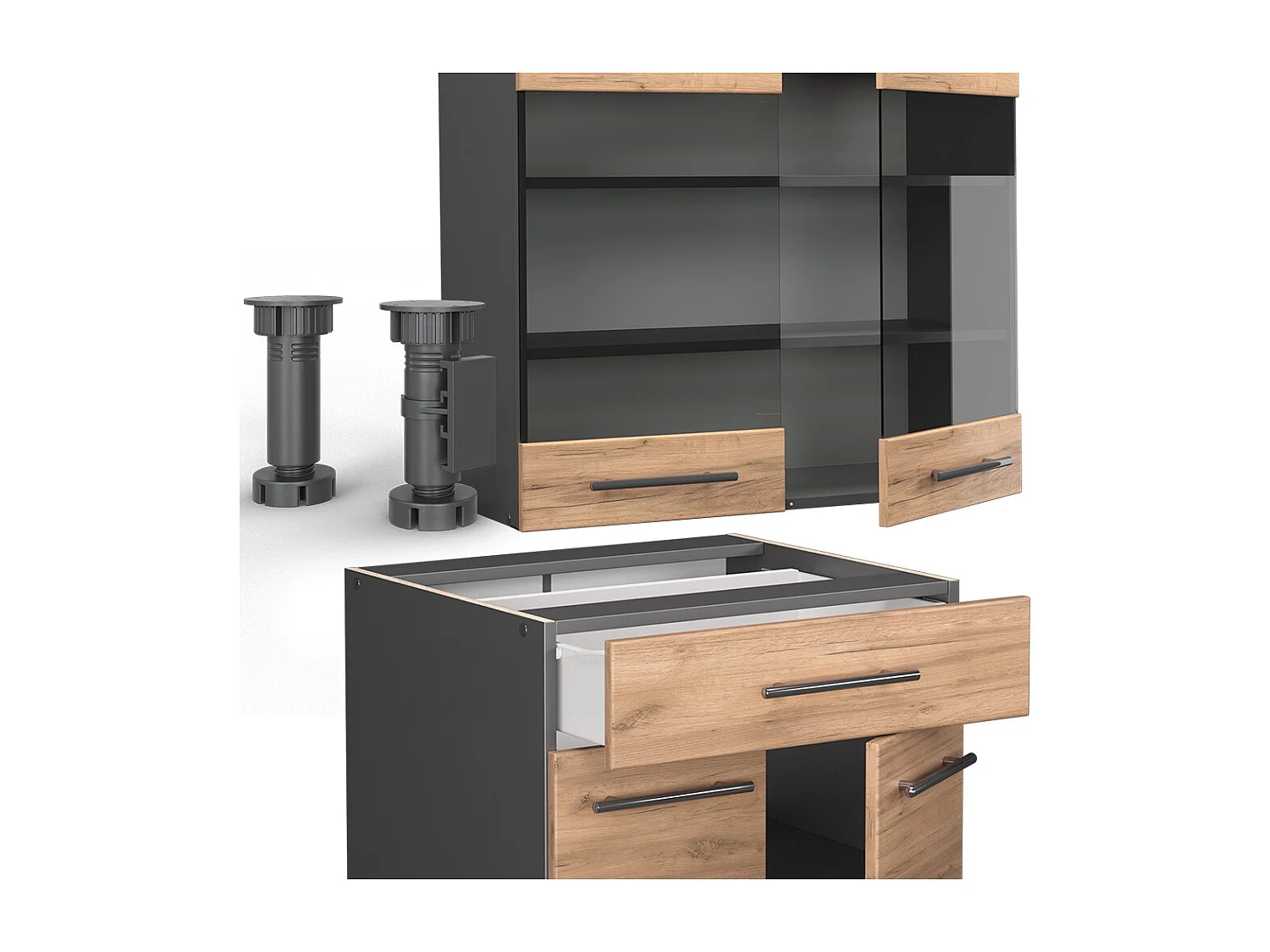 Singlekøkken guld power eg/antracit 140x60x81.6 fame-line