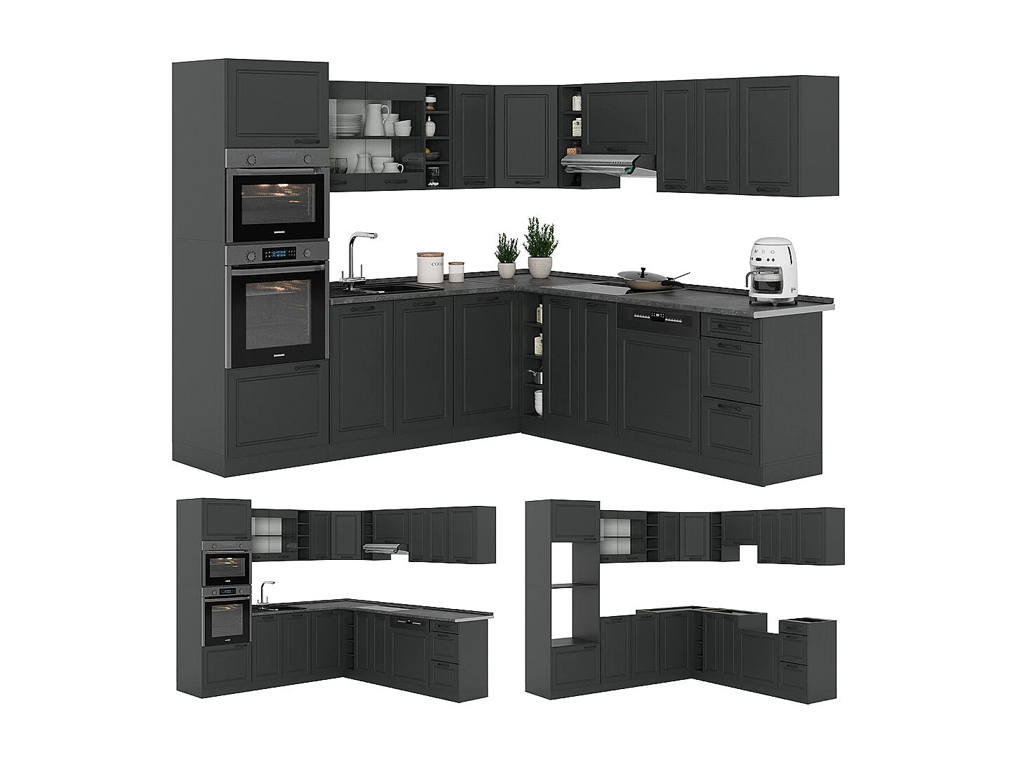 Cocina esquinera antracita casa de campo/antracita 247x60x81.6 r-line